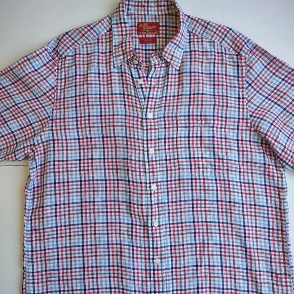 RM Williams Mens Western Button Up Plaid Shirt Linen Ranch Short Sleeve Size XXL - Picture 6 of 9